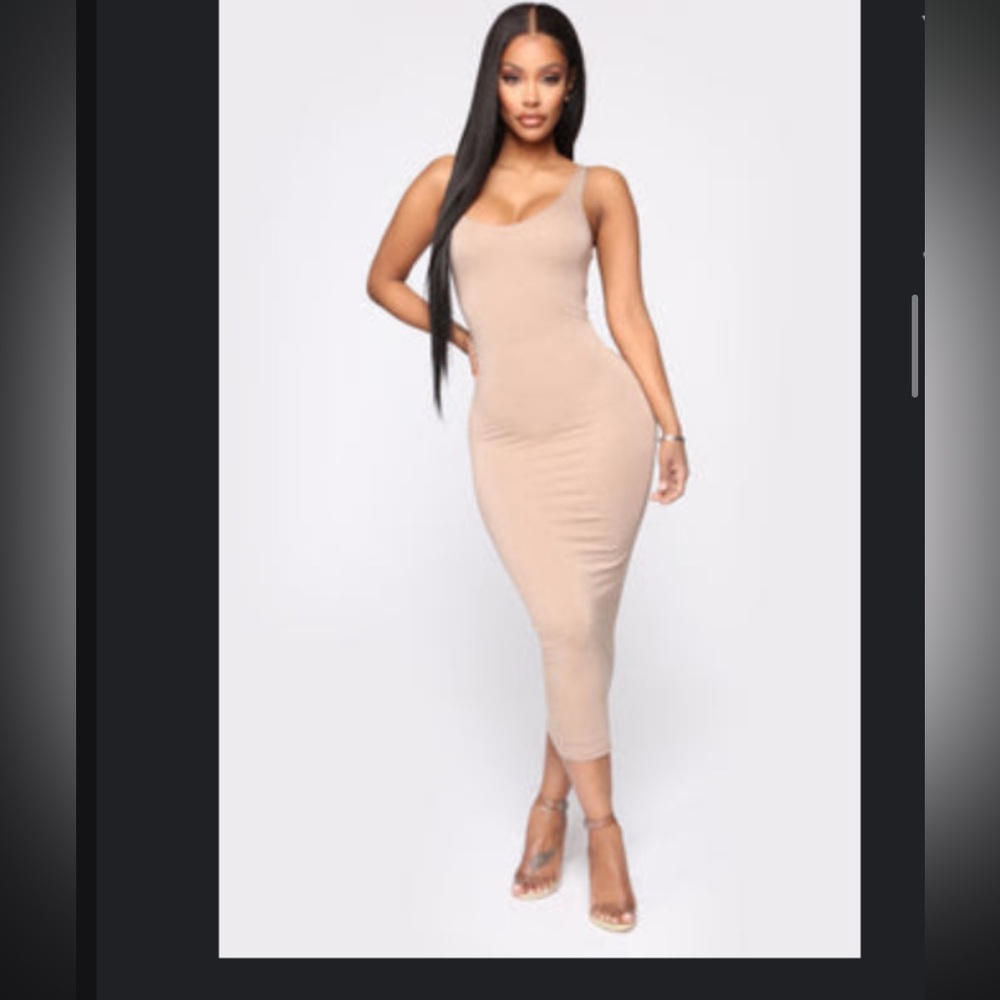 Fashion Nova Tan Midi Dress